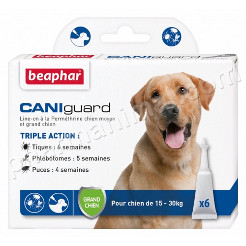 CANIGUARD LINE-ON (15-30 KG)   	plaq/6    	sol ext